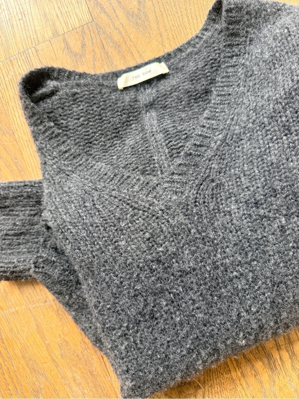 The Row Charcoal Gray V-Neck Sweater